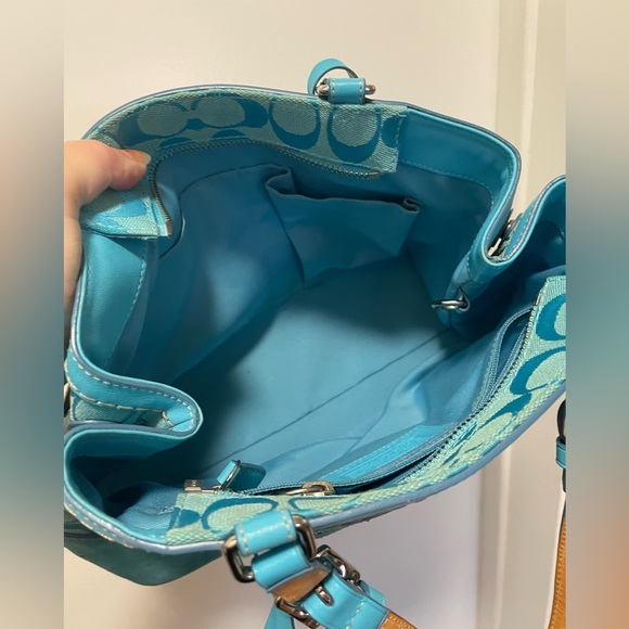 *Vintage* Teal Canvas/Suede Leather Purse - Picture 8 of 16